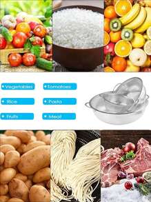 5pcs Set / 1pc Durable Stainless Steel Water Filter Basket Kitchen Set: Suitable For Pasta, Vegetables And Other Multi-Function Kitchen Filters, Stainless Steel Drain Basket - Stackable Filter - Vegetable Water Filter - Pasta Filter - Kitchen Filter - Vegetable Washing Basin, Rice Sieve And Fruit Bowl - Essential Cooking Tools To Meet All Your Kitchen Drainage Requirements