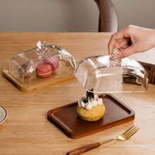 Plato de mantequilla de madera con tapa de vidrio, recipiente para queso, regalo de cocina, regalo de Navidad