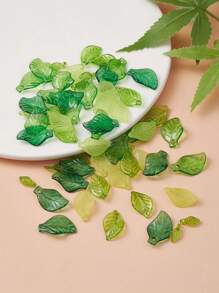1box 60pcs 6 Styles Transparent & Frosted & Opaque Acrylic Pendants Leaf Leaf DIY Jewelry Accessory