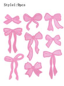 9pcs Cute Bow Style Iron Embroidery Patches, Suitable For DIY Embroidery Patch Stickers On Clothes, Bags, Shoes, Hats, Etc - Multicolor - View 14