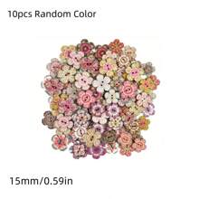100 pièces Boutons en bois vintage fleuris, couleurs mélangées, 2 trous boutons décoratifs, idéal pour la couture, les vêtements, les pull-overs, le tricot, le scrapbooking, les projets faits main et les accessoires DIY (couleurs mélangées envoyées au hasard)
