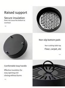 1 pièce Support de spirale anti-moustique en acier inoxydable avec couvercle, anti-brûlure, anti-incendie, support de plaque à encens anti-moustique, plateau de brûleur à encens d'intérieur