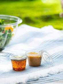 50 个带盖迷你一次性酱汁杯 - 透明分量控制容器，用于调味品、沙拉酱、果酱、餐食准备 - 非常适合家庭、餐厅和野餐 - 彩色 - 查看 9