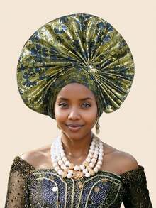 African Muslim Women, Traditional Nigerian Wedding Festivals, Multi Color Brocade Headband Hats, Ladies - Multicolor - View 15