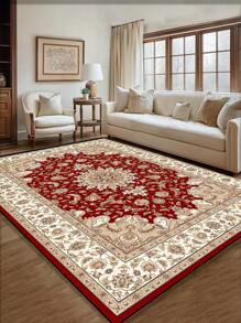 1pc Bohemian Vintage Design Area Rug, Padrão Geométrico Poliéster Grosso Loop Pile Retangular Fácil Cuidado Lavável Antiderrapante Backing Carpet Para Sala de Estar, Corredor, Cabeceira, Sala de Estar, Quarto, Escritório, Cozinha, Decoração de Casa de Fazenda