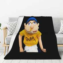 1pc SML Jeffy Merchandise Anime Glam Style Flannel Blanket Super Soft Warm Bed Blanket Sofa Bedding Bedroom Sofa Office Car Four Seasons Cozy Shaggy Blanket Girls Boys Adult Gift - Black - View 1