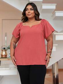 Women's Plus Size  Blouse - Terracota rosa - Ver 4