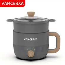 PANCERKA 1 Set de Olla Eléctrica de Capa Sencilla y Doble, 1.0 L Olla Eléctrica Multifuncional de Capa Antiadherente con Botón Mecánico Inteligente, Olla de Arroz Eléctrica para Uso Doméstico, Enchufe EU