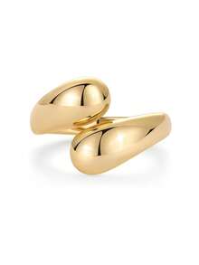 时尚镀金厚扭纹纹理可叠戴戒指，大胆十字交叉个性戒指，适合女性，日常佩戴 - 彩色 - 查看 9