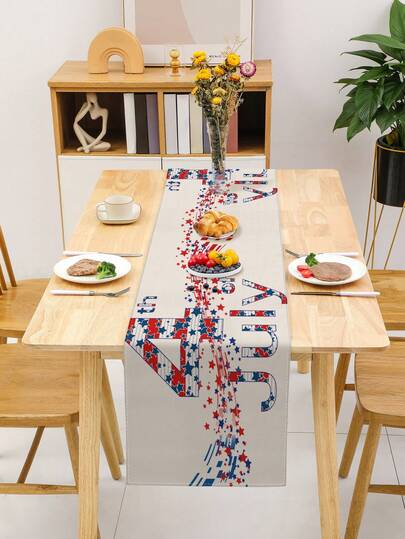 1 Stück Tischläufer im amerikanischen Unabhängigkeitstags-Stil, amerikanische Flagge Küche Esszimmer Tischdekoration, Memorial Day, Feiertags-Heimdekoration für Innen/Außen Partyzubehör, amerikanische Heimdekoration, Raumdekoration, geeignet für Küchendekoration Zuhause und Eventparty-Dekoration