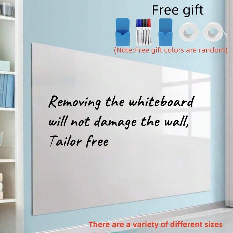 1pc PET Whiteboard, Removable & Scratch-Resistant, Suitable For Company Office, Meeting, Chart, Data Display, Home Doodle, Classroom Teaching, Art Exhibition, Comes With 5pcs Whiteboard Markers And An Eraser, Available In Multiple Sizes