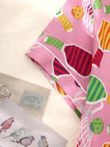 Set de pijama de 2 piezas con parte superior de manga corta con botones de cuello en V y estampado de paleta, y pantalones para mujeres. Set de pijama de verano cómodo para uso en casa.