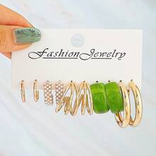 30pcs Faux Pearl Resin & Metal Earring Set - Multicolor - View 4