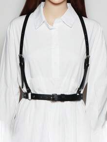 1pc Women's Sexy Lingerie Strap Fashion Body Harness PU Leather Goth Accessory Waist Belt, Retro Waistband, Carnival Waistband Clothing Accessory