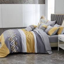 6 - Piece Geometric Pattern Comforter Set,Lightweight Bed In A Bag Set , Stylish Comforter Set & Bedding Set With Comforter, Flat Sheet, Fitted Sheet, 2 Pillowcases & 1 Decorative Pillowcase - Yellow - View 2