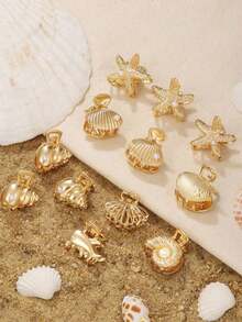 Retro Metal Ocean Themed Hair Clips For Women - Starfish, Shell, Crab Design Side Bangs And Claw Clips - Multicolor - View 1