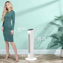 Havato Tower Fan 85°Oscillating Quiet Cooling 15H Timer Remote Control Powerful Standing 3 Wind Speed 2 Wind Modes LED Display Bladeless Portable LED Display,Bedroom Office, White - US A Type Plug(110-127V) - View 11