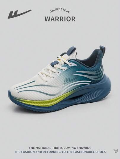 WARRIOR 1 双男士系带网眼运动鞋，软底防滑耐用百搭舒适鞋，镂空厚底缓冲跑步鞋，适合户外休闲运动