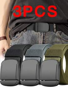 1/2/3 piezas Cinturón de nailon con hebilla automática para fitness al aire libre, senderismo, caza multiusos, táctico, de lona de alta calidad para hombres, casual, de negocios, novio, esposo, padre, regalo para hombre, uso diario, moda, adolescente, al aire libre, vacaciones, atlético, viaje, calle, bohemio, vintage, otoño, Halloween