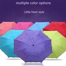 1 件魔术变色雨伞，手动防雨/防晒伞，防紫外线阳光遮阳伞黑色涂层男孩情人节心形情人节夏季清凉、海滩、旅行
