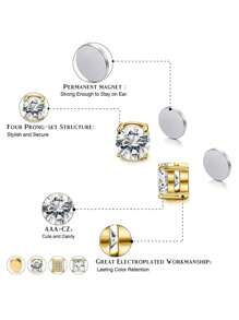 4 Pairs Stainless Steel Magnetic Stud Earrings, Fashion Cubic Zirconia Magnetic Non-Piercing Ear Clip For Men, Non-Piercing Puncture,Gold EarringsA Variety Of Styles, Free To Match Nostril Jewelry, Gifts For Friends Valentine's , Mom,Mother, Mother's Day, Gifts