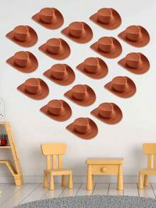 10顶/2顶棕色迷你牛仔帽，塑料迷你西部牛仔帽，可爱娃娃帽，适合派对、角色扮演玩具、娃娃屋装饰、情人节礼物、家居装饰、派对装饰 - 棕色 - 查看 4