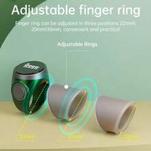 智能念经计数器数字电子指环计数器穆斯林念经 3 色 Zikr 戒指祈祷时间振动提醒器智能赞美戒指 - 黑色 - 查看 3