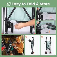 Wedyvko 4-Wheel Pet Stroller For Small/Medium Dogs & Cats, Lightweight Foldable Dog Carrier For Jogging/Travel/Mall, Breathable Mesh Puppy Stroller With Storage Basket & Cup Holder - 藍綠色 - 查看 3