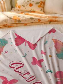 1pc Customizable Colorful Butterfly Pattern Soft Warm Blanket, Suitable As A Gift For Girls, Boys, Adults, Valentine's Day, Lightweight, Cozy, Ideal For Mother's Day, Birthday, Children's Day, Father's Day, Graduation, Wedding, Christmas, Home Use On Sofa, Bed, Car, Bedroom, Living Room - Multicolor - View 7