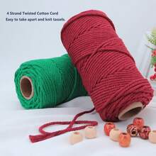 Hilo De Algodón Natural Para Macramé, 4mm X 100m, Cuerda - Burdeos - Ver 5