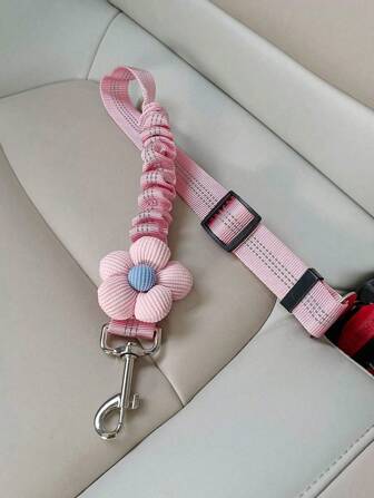 1pc Dog Car Belt Reflective Webbing Retractable Leash, Pet Cat Vehicle Travel Harness Lead,Lovely Pet Leash