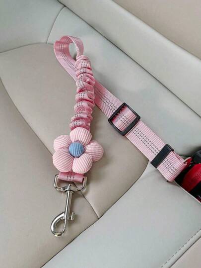 1pc Dog Car Belt Reflective Webbing Retractable Leash, Pet Cat Vehicle Travel Harness Lead,Lovely Pet Leash