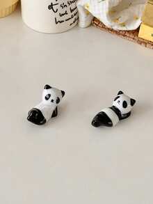 5pcs Ceramic Panda Design Chopstick Rest Holder, Cute Chopstick Stand For Home Use - Black and White - View 6