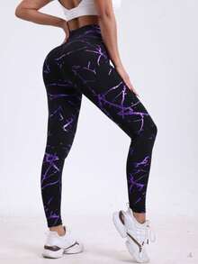 Hot Purple High Waist Lift Hip Cross Waist Casual Sports Yoga Running Outer Leggings