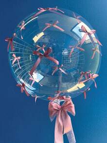 2/4/8个透明泡泡气球，配玫瑰红、浅粉色、黑色、粉色蝴蝶结装饰，浪漫蝴蝶主题气球套装，塑料材质，无需电源，适用于婚礼、订婚、情人节、生日、新年庆祝 - 彩色 - 查看 12