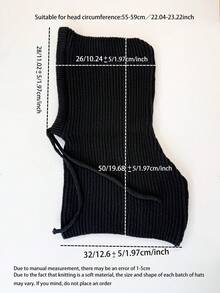 OBOVAY 1件装女士黑色抽绳仿领羊毛拉法帽，户外滑雪保暖针织面颈防护连帽斗篷，适合冬季防寒，圣诞礼物 - 石墨黑 - 查看 4