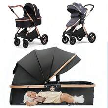Newborn Baby Pram Pushchair Buggy Stroller 3in1 Travel System Fast UK Delivery - Black - View 7