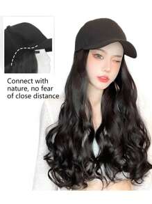 Long Wavy Synthetic Baseball Cap Hair Wig For Girl Hair Wig Naturally Connect Ha Twigs Adjustable