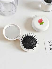 1/2pcs/Set Tulip Flower Portable Airbag Mirror Comb, Foldable Pocket Makeup Mirror, Compact Flower Design, Hair Accessories - Multicolor - View 6