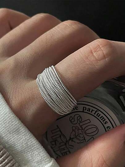 1 pieza Anillo de dedo asimétrico de apertura con diseño multicapa