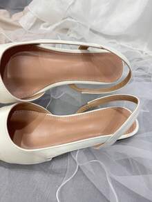 Minimalist White Flat Shoes For Teenagers, Elegant Patchwork Design, Suitable For All Seasons, Daily And Formal Wear - White - View 8
