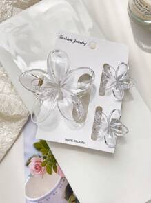 3-teiliges Set Haarclips mit klaren Vinyl Blumen Schnappverschluss, dekorative Haraccessoires für Strandausflüge, Frühlings-/Sommer-Haarklammern, Haarspangen, Haargreifer, Haarklammern