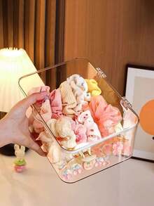 1pc/2pcs Jewelry Storage Box, Flip-Top Transparent Dust-Proof Box Suitable For Hair Clips, Headbands, Elastic Bands Desktop Organizer, Stackable Storage Box For Drawers, Vanity, Bathroom Girlfriend Gifts - Clear - View 11