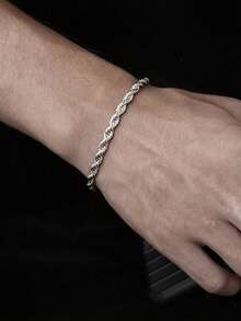 1pc Hip-Hop Punk Street Fashion Braided Chain Men Bracelet - Multicolor - View 1