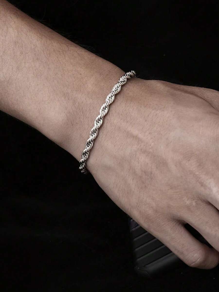 1pc Hip-Hop Punk Street Fashion Braided Chain Men Bracelet - Multicolor - View 1