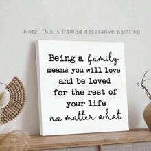 1pc Farmhouse Home Decoration, Family Room Decoration, Warm Home Decoration, Family Famous Words Wooden Board, Shelf Decoration, Wooden Board Box Logo, Being A Family Means You Will Love And Be Loved Logo, Aesthetic Home Wall Art, Gift , Creative Home Wall Decoration, Bedroom, Living Room, Kitchen, Bathroom, Cafe, Dormitory Wall Art Canvas Poster Gifts Birthday Graduation