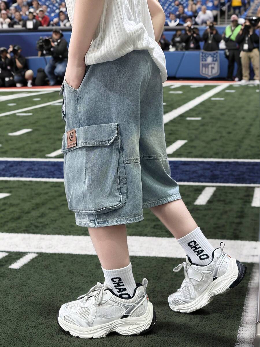 青少年男童夏季休闲工装牛仔短裤