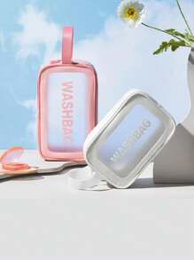 Geantă de machiaj transparentă, mată, geantă cosmetică portabilă simplă, organizator de articole de toaletă impermeabil, esențiale de călătorie pentru vacanță, vară, înapoi la școală, geantă de școală pentru geantă de spălat școlară, geantă de toaletă impermeabilă de călătorie