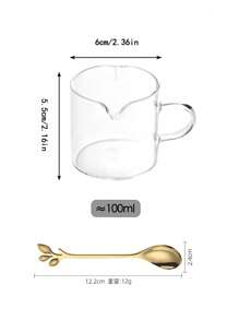 1pc/2pcs Double Spouts Glass Coffe Cup With Handle,Espresso Shot Glasses Cup,Clear Glass Measuring Cup,Double Spouts Milk Cup,Espresso Measuring Cup,Espresso Accessories,Glass Gravy Boat Transparent Cream Pitcher Sugar Bowl Classic Cream Jug With Handle Suitable For Mother's Day,Gift For My Mother,Afternoon Tea Party And Dessert Pie