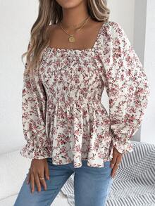 Spring And Summer Women's  Casual Vacation Style Cute Small Floral Shirt Top - trắng - Xem 3